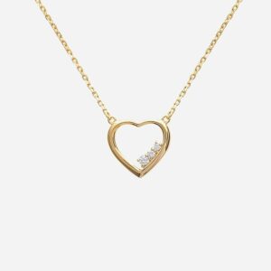 Collier coeur plaqué or 750 petits oxydes zirconium - Vue principale délicatesse pavé scintillant