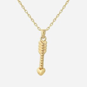 Collier cœur flèche d'amour plaqué or 750 symbole passion romantique coup de foudre