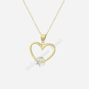 Collier cœur solitaire oxyde zirconium plaqué or 750 élégance minimaliste amour scintillant