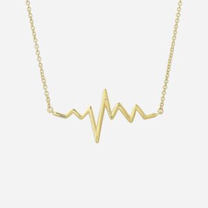 Collier électrocardiogramme rythme du cœur plaqué or 750 symbole vie battement passion