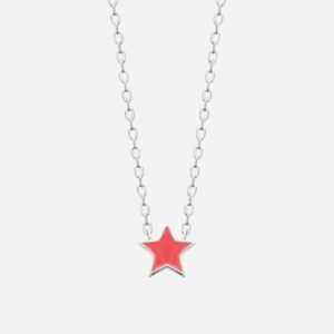 Collier étoile argent 925 rhodié émail coloré rose - Vue principale magie céleste enfant