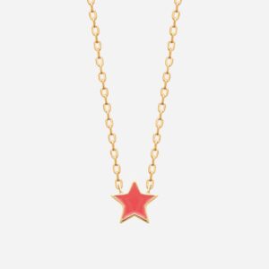 Collier étoile plaqué or 750 émail coloré rose - Vue principale magie céleste enfant