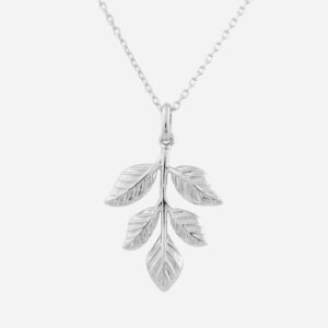 Collier feuille pendante argent 925 rhodié élégance naturelle raffinée