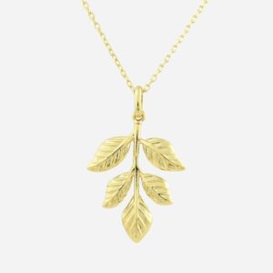 Collier feuille pendante plaqué or 750 élégance naturelle raffinée