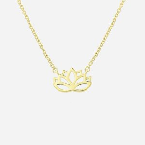 Collier fleur de lotus plaqué or 750 symbole spiritualité pureté renaissance élégant