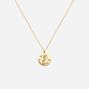 Collier girafe plaqué or 750 émail coloré fleurs - Vue principale médaille ronde enfant