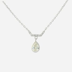 Collier goutte zirconium argent 925 rhodié élégant