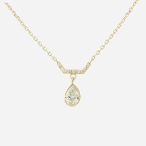 Collier goutte plaqué or 750 oxyde zirconium - Vue principale élégant glamour touche lumière