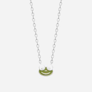 Collier grenouille argent 925 rhodié émail coloré vert - Vue principale charme ludique enfant
