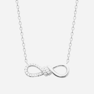 Collier infini argent 925 rhodié serti oxyde zirconium - Vue principale symbole éternité