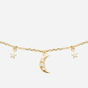 Collier lune étoiles plaqué or 750 oxydes zirconium constellation