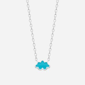 Collier nuage enfant émail coloré bleu argent 925 rhodié douceur rêverie