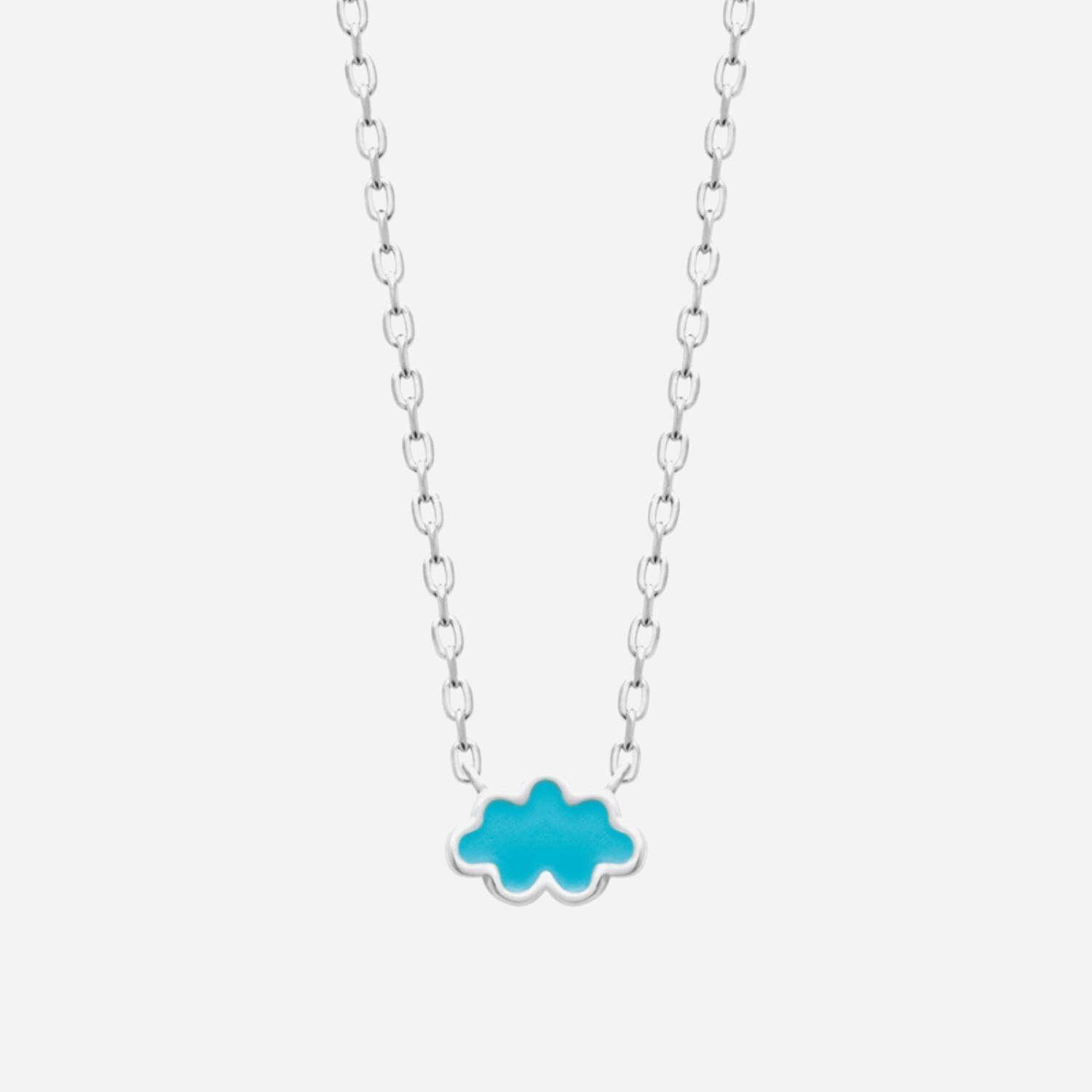Collier nuage enfant émail coloré bleu argent 925 rhodié douceur rêverie