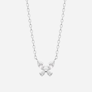 Collier papillon argent 925 rhodié oxyde zirconium - Vue principale charme élégant