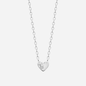 Collier coeur argent 925 rhodié oxyde zirconium goutte - Vue principale symbole amour