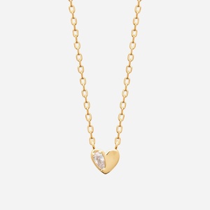 Collier coeur plaqué or 750 oxyde zirconium goutte - Vue principale délicatesse amour
