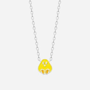 Collier poussin enfant émail coloré jaune orange argent 925 rhodié joie