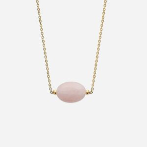 Collier plaqué or 750 3 microns avec quartz naturel ovale