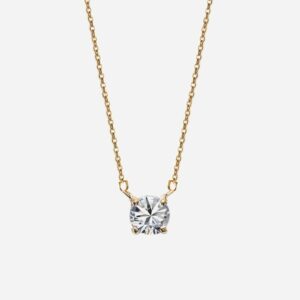 Collier solitaire plaqué or 750 oxyde zirconium - Vue principale éclat mille feux captivant