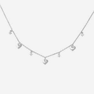 Collier cœur argent 925 zirconium suite de cœurs rhodié