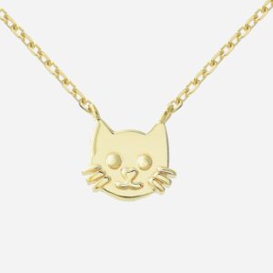 Collier chat plaqué or 3 microns enfant tête de chat