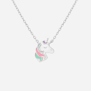 Collier licorne argent 925 enfant émail coloré rhodié