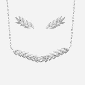 Parure épi branche de laurier argent 925 rhodié symbole victoire gloire élégante