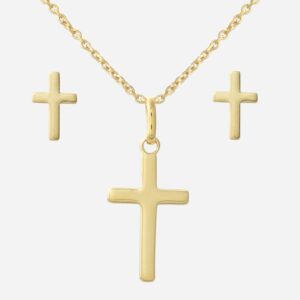Parure pendentif croix enfant plaqué or 750 symbole spirituel protection foi élégant
