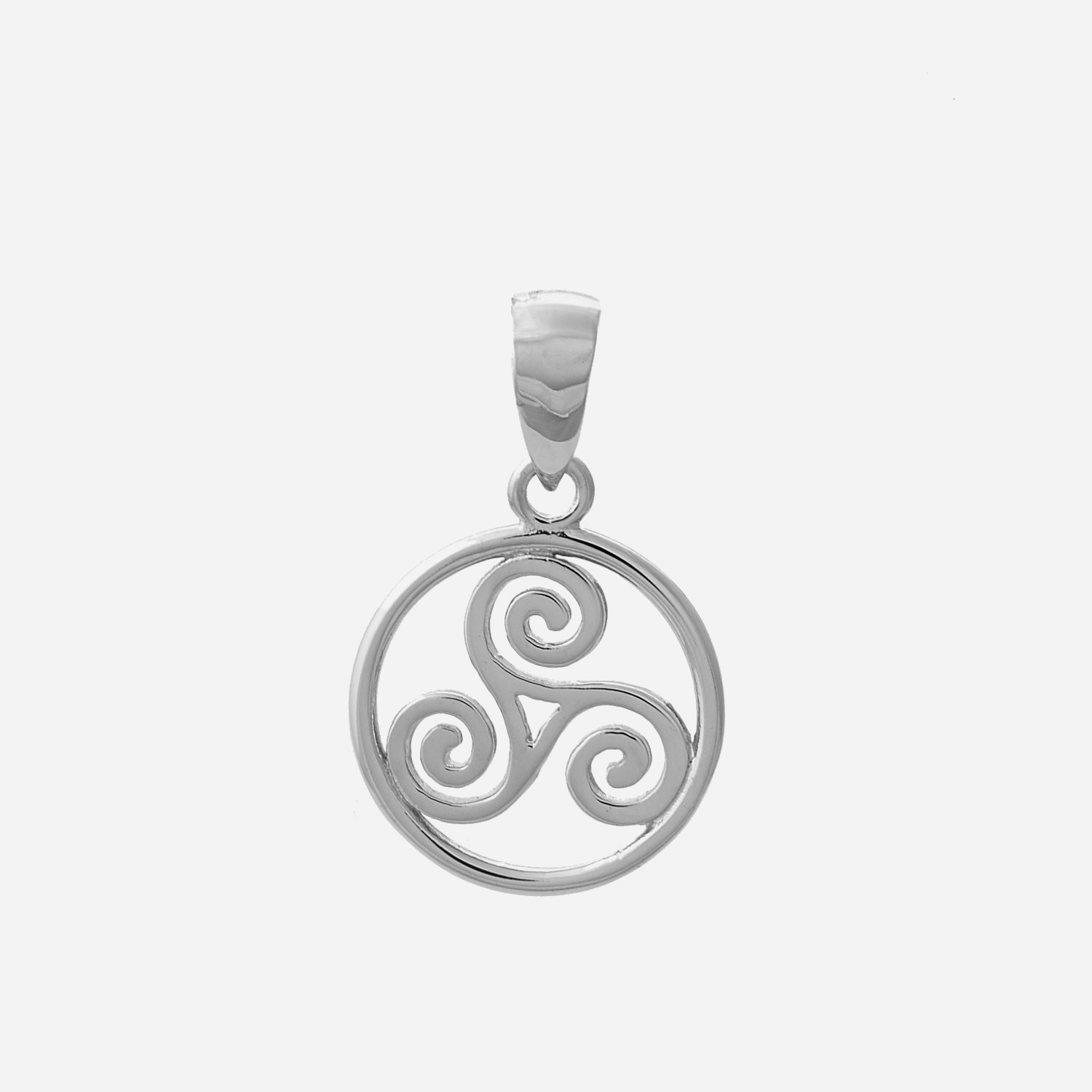 Pendentif triskel argent 925 rhodié cercle - Vue principale symbole celtique
