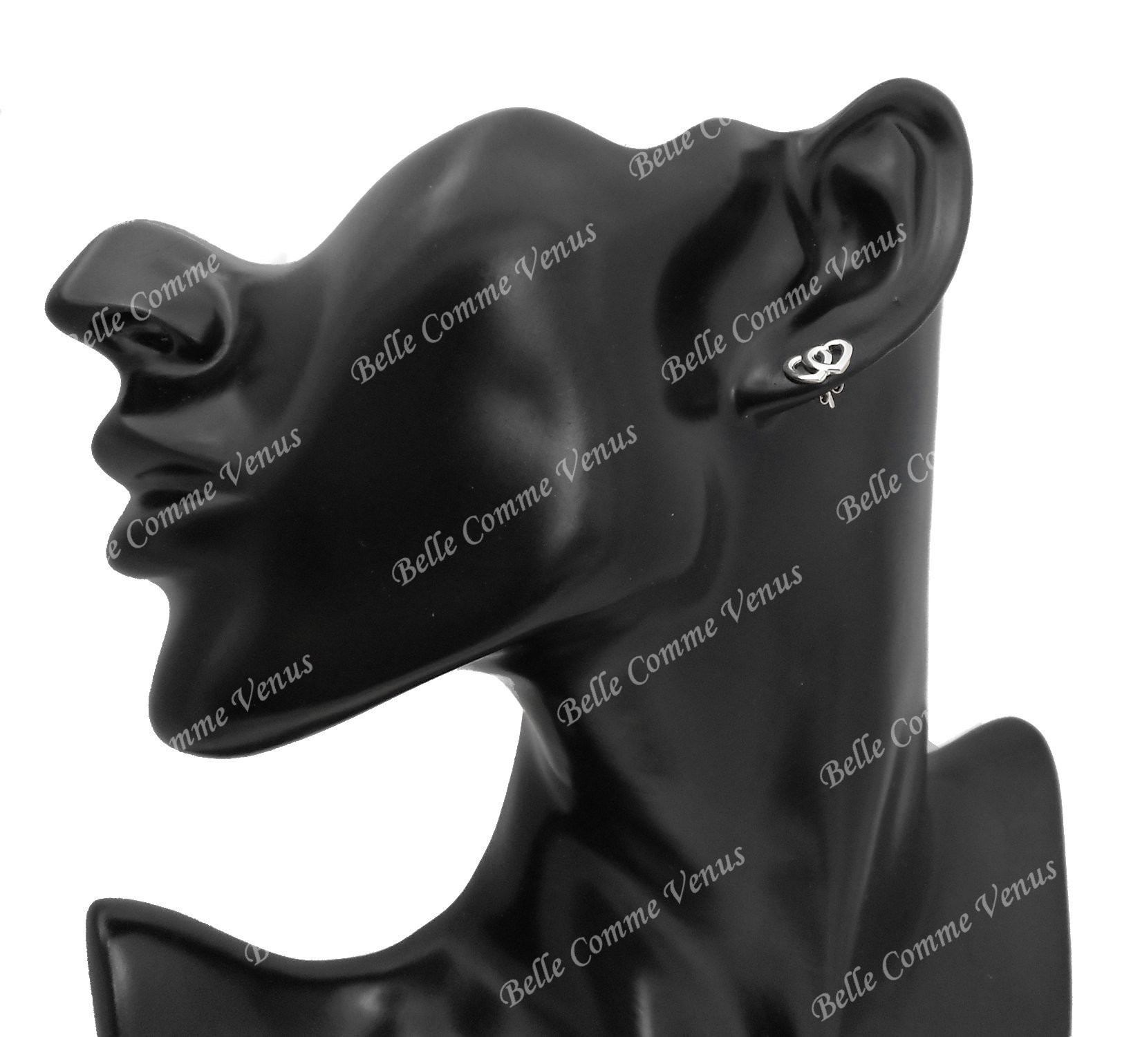 Boucles d'oreilles 2 coeurs Argent 925 Rhodié