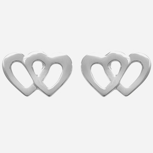 Boucles oreilles 2 cœurs argent 925 rhodié symbole amour vie tendresse