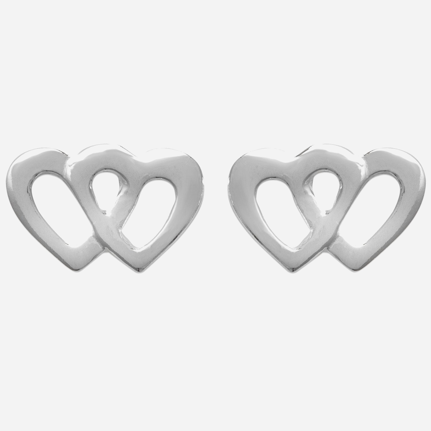Boucles oreilles 2 cœurs argent 925 rhodié symbole amour vie tendresse