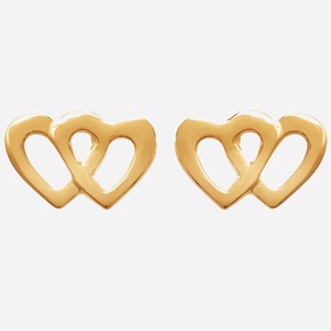 Boucles d'oreilles 2 cœurs plaqué or 750 symbole amour vie tendresse