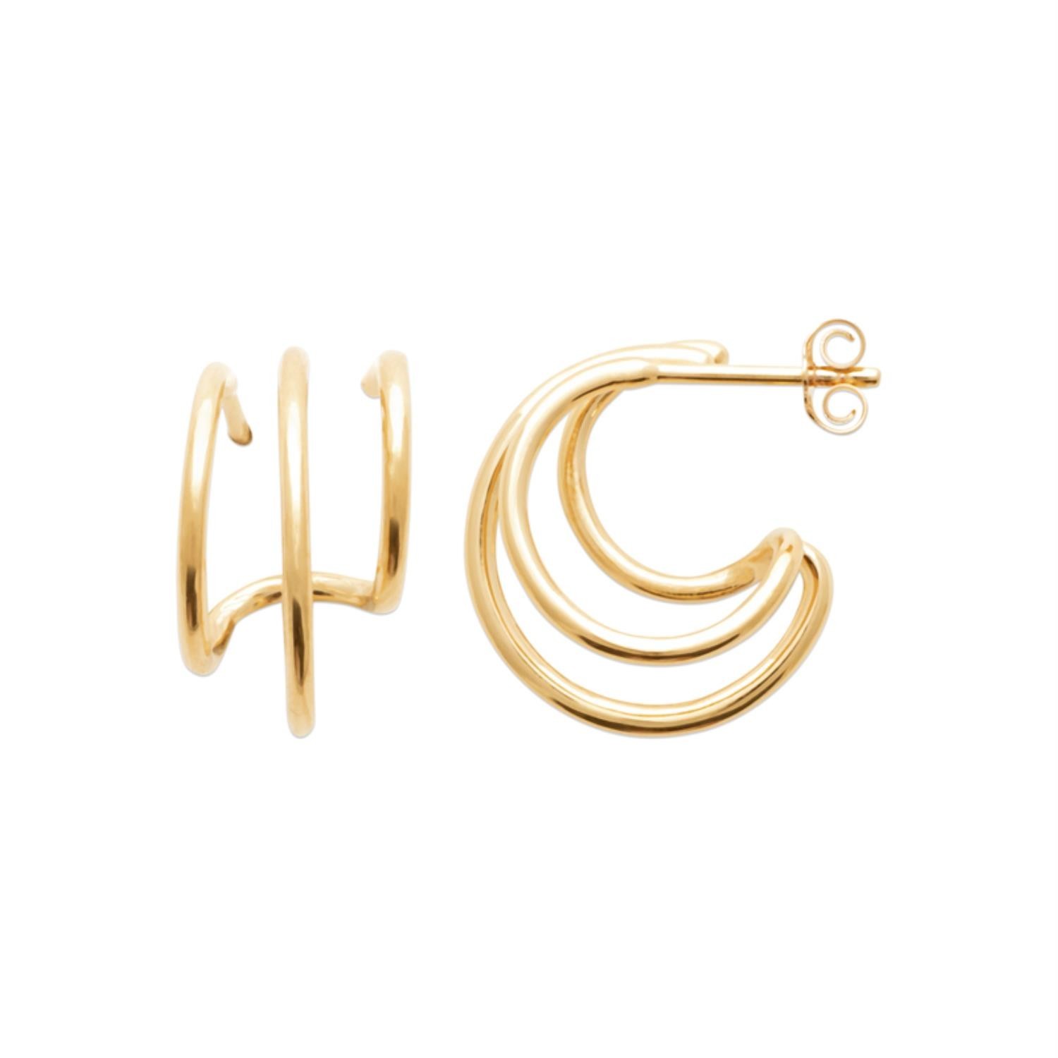 Boucles oreilles 3 anneaux plaqué or 750 - Mise en scène lifestyle