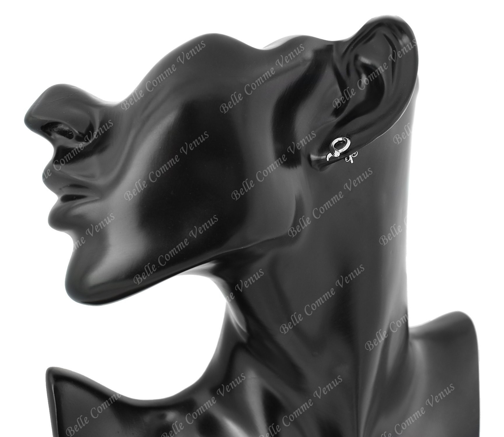 Boucles d'oreilles animal serpent enroulé Argent 925 Rhodié