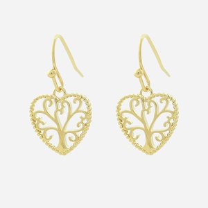 Boucles d'oreilles arbre de vie plaqué or 3 microns cœur