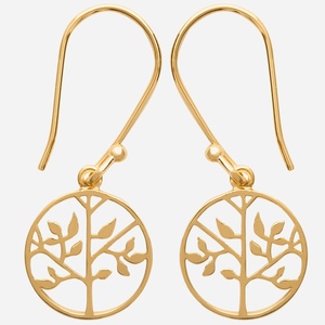 Boucles oreilles arbre vie plaqué or 750 cercle - Vue principale sagesse ancestrale cycle vie