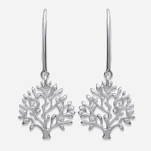 Boucles oreilles arbre vie argent 925 rhodié pendantes