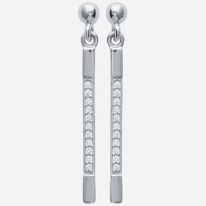 Boucles d'oreilles barre oxyde zirconium argent 925 rhodié design moderne scintillant