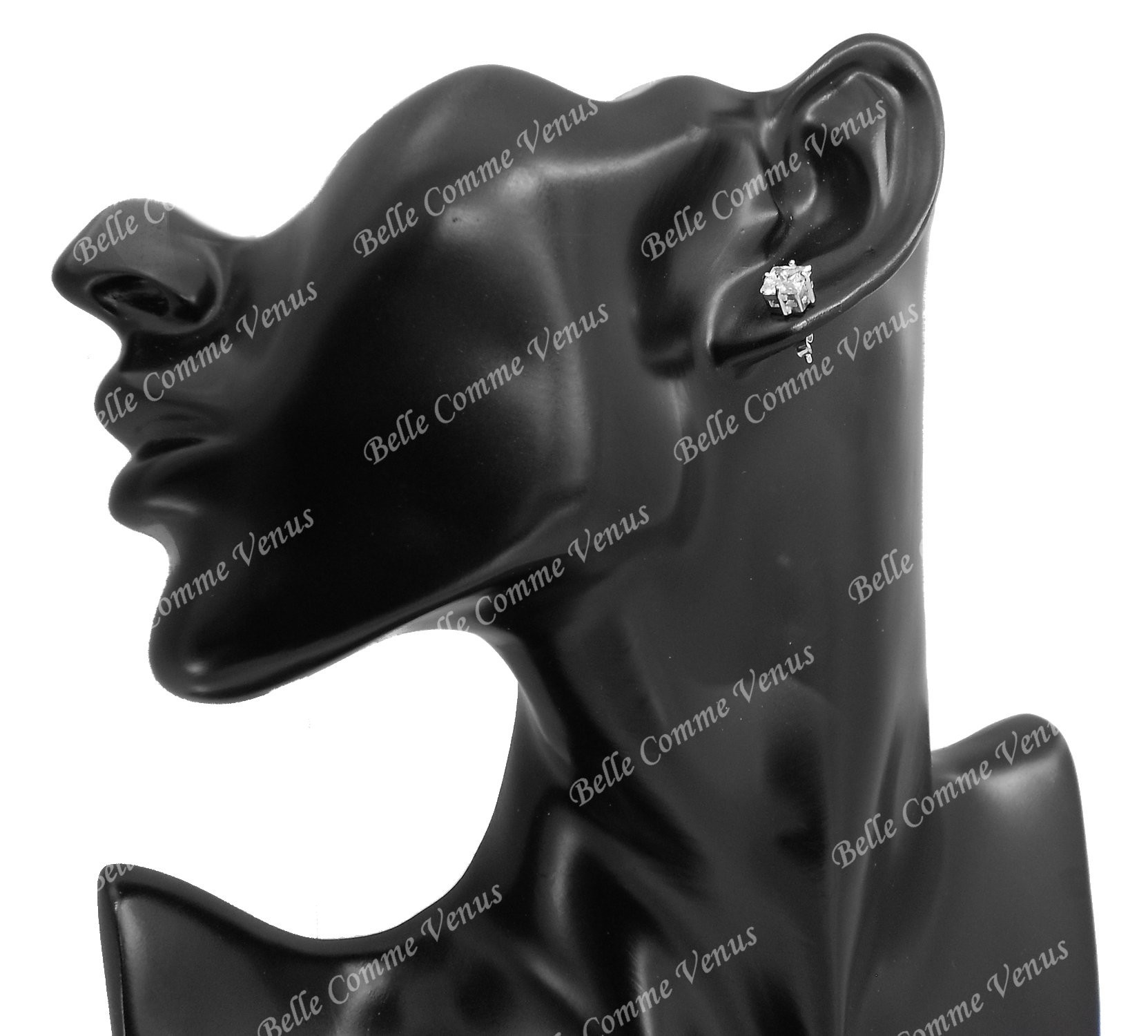 Boucles d'oreilles carré oxyde zirconium argent 925 : géométrie moderne scintillante