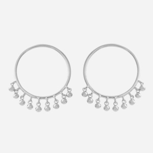 Boucles d'oreilles cercle pampilles boules argent 925 rhodié mouvement moderne élégant