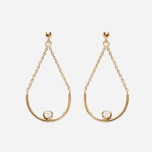 Boucles d'oreilles chaînettes demi-cercle oxyde zirconium plaqué or 3 microns