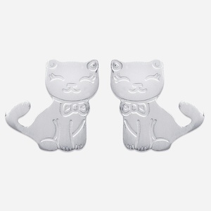 Boucles oreilles chat argent 925 rhodié enfant