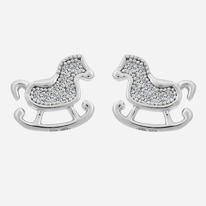 Boucles oreilles cheval bascule argent 925 zirconium enfant