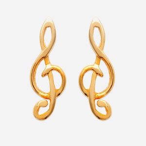 Boucles oreilles clé sol plaqué or 750 note musique - Vue principale symphonie style concert