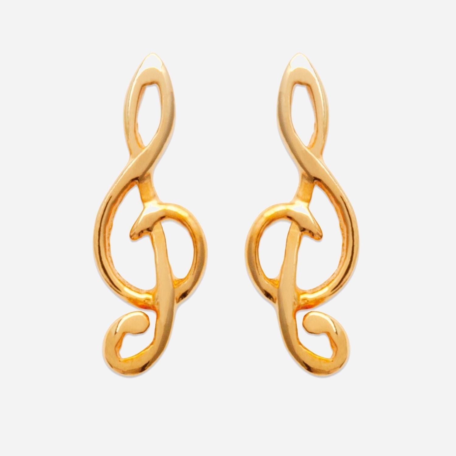 Boucles oreilles clé sol plaqué or 750 note musique - Vue principale symphonie style concert