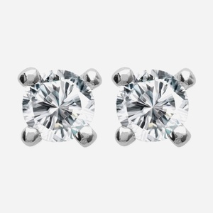 Boucles d'oreilles clous argent 925 rhodié oxyde zirconium enfant - Vue principale puces scintillantes