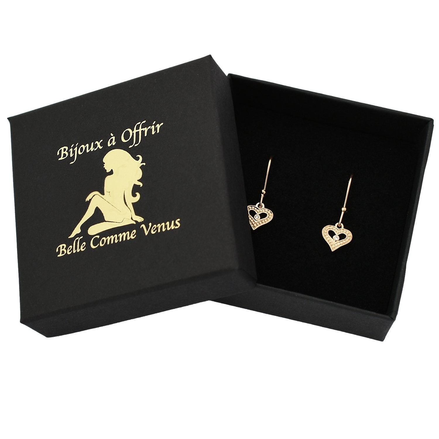 Boucles cœur ajouré plaqué or 750 écrin Belle Comme Venus