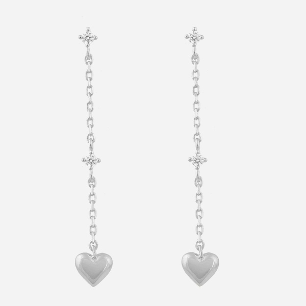 BOUCLES d'oreilles Coeur en Argent 925 rhodié et Oxyde Zirconium - Femme