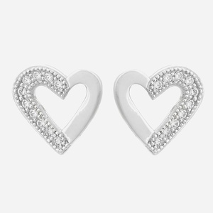 Boucles oreilles coeur argent zirconium asymétrique